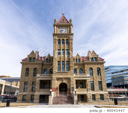 Calgary, AB, Canada - March 14 2022 : Calgary City Hall National Historic Site of Canada. Calgary, AB, Canada - March 14 2022 : Calgary City Hall National Historic Site of Canada. 90043447