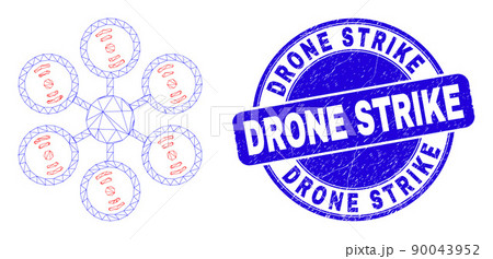 Blue Distress Drone Strike Stamp Seal and Web Carcass Hexacopter 90043952