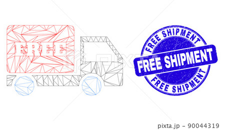 Blue Scratched Free Shipment Stamp and Web Mesh Free Delivery Blue Scratched Free Shipment Stamp and Web Mesh Free Delivery 90044319