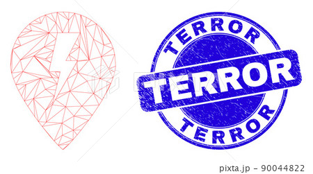 Blue Distress Terror Stamp and Web Mesh Electric Map Marker 90044822