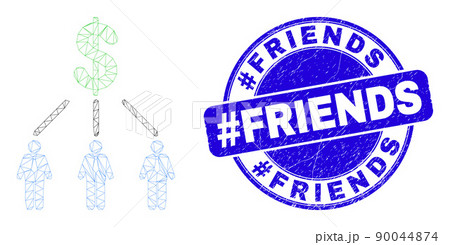Blue Scratched hashtag Friends Stamp Seal and Web Mesh Dollar Managers Links 90044874