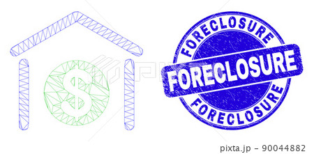 Blue Scratched Foreclosure Seal and Web Mesh Dollar Garage Bank 90044882