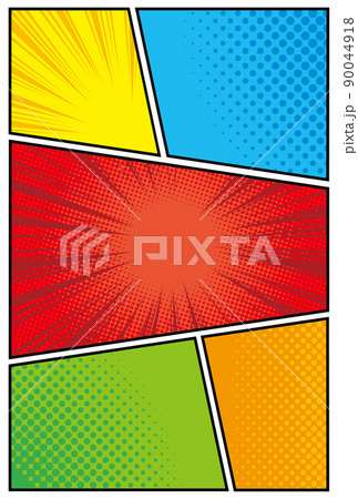 漫画のカラフルなコマ割り背景 90044918