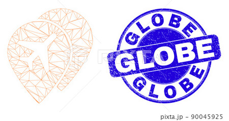 Blue Grunge Globe Stamp Seal and Web Carcass Airport Map Markers 90045925