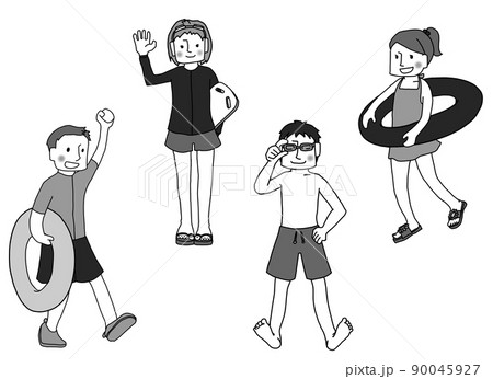 水着を着る子どもたち 90045927
