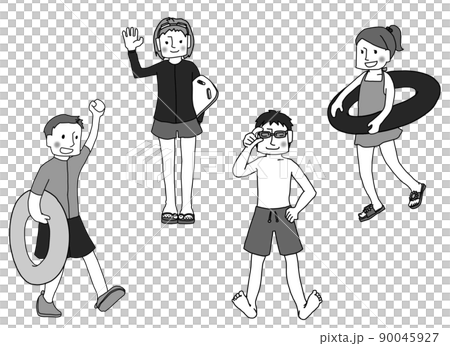 水着を着る子どもたち 90045927