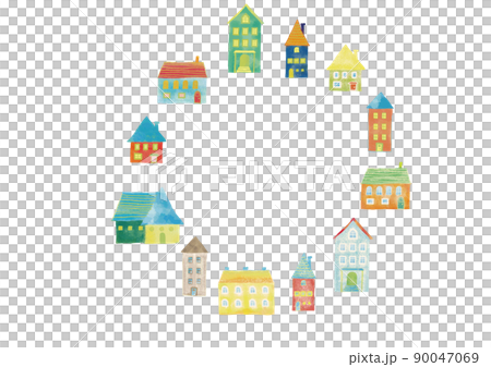 北欧風　水彩タッチの家フレーム 90047069