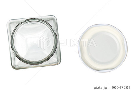glass bottle on wooden tray isolated on white background 90047202