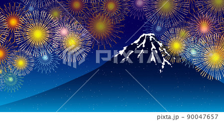 花火　富士山　夏　背景 90047657