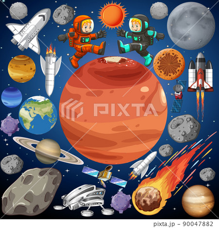 Set of space objects in space Set of space objects in space 90047882