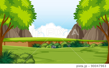 Nature scene with trees and fields 90047963