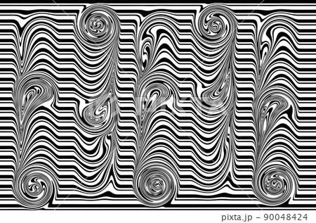 Vector optical illusion with black and white lines 90048424