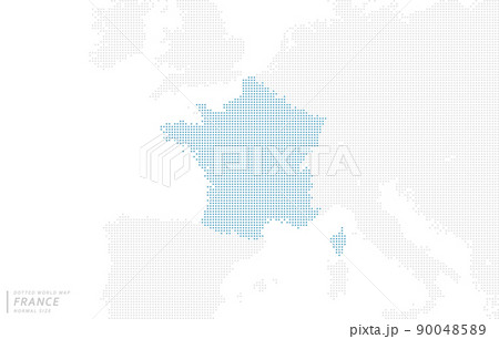 フランスを中心とした青のドットマップ。　中サイズ。 90048589
