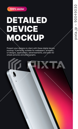 Vertical Tablet Mockup. White Device with Gradient Screen. Social Media Stories Template Vertical Tablet Mockup. White Device with Gradient Screen. Social Media Stories Template 90049030