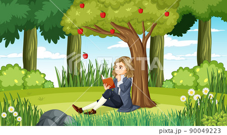Isaac Newton sitting under apple tree Isaac Newton sitting under apple tree 90049223