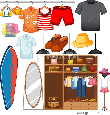 A set of different cloth on white background A set of different cloth on white background 90049580