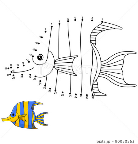 Dot to Dot Angelfish Coloring Page for Kids Dot to Dot Angelfish Coloring Page for Kids 90050563