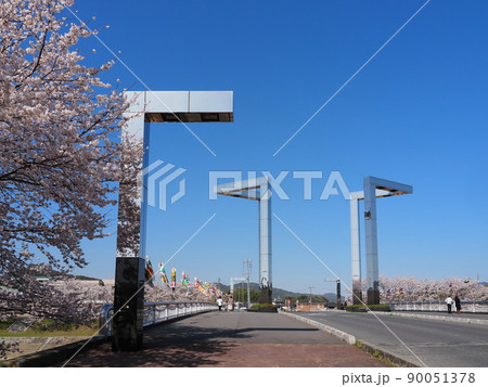 田布施川の「さくら橋」周辺で桜満開 田布施川の「さくら橋」周辺で桜満開 90051378