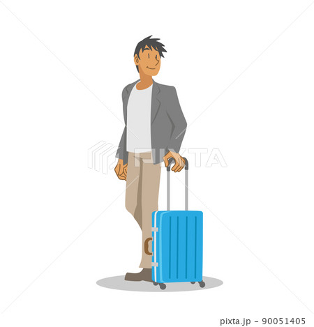 スーツケースを持って出張に行くアジア圏のビジネスマン 90051405