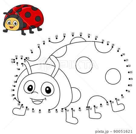 Dot to Dot Ladybug Coloring Page for Kids 90051621