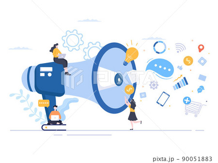 Advertising or ADS Vector Illustration for Mobile Social Media, Campaign, Business Promotion, Brand and Digital Marketing in Flat Cartoon Style 90051883