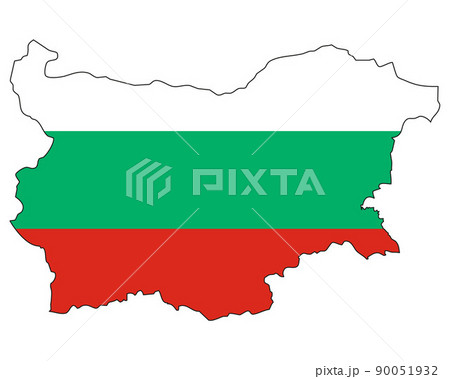 Bulgaria map with flag - outline of a state with a national flag