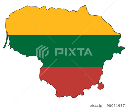 Lithuania map with flag - outline of a state with a national flag