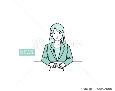 ニュースキャスター　女性　アナウンサー　発表　緊急速報　テレビ　放送 90052600