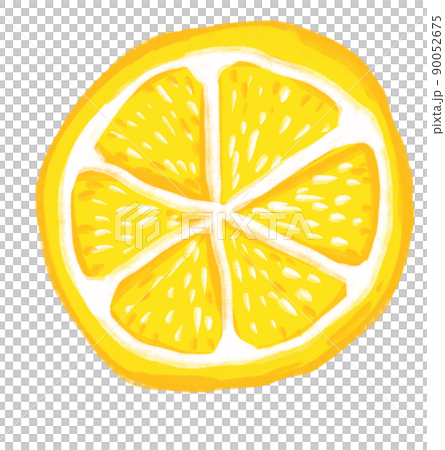 Yellow juicy sliced lemon cartoon illustration - Stock