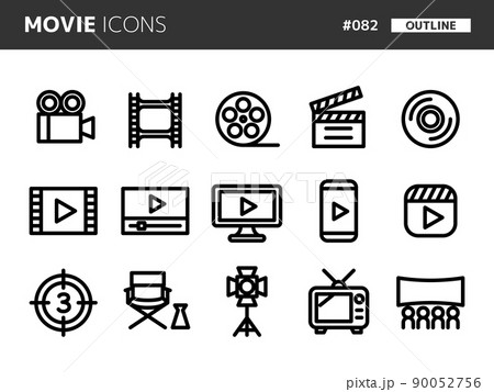 映像に関連するラインスタイルのアイコンセット_082 90052756