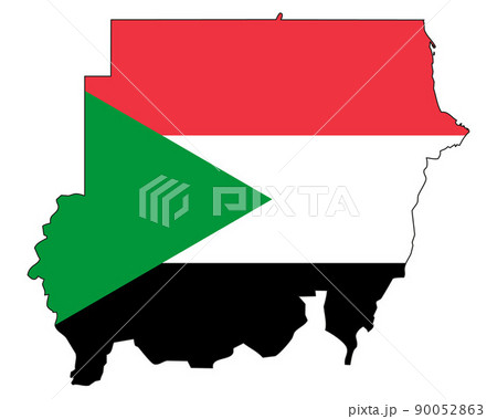 Republic of the Sudan map with flag - outline of a state with a national flag