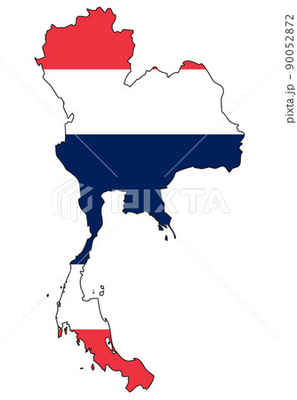 Thailand map with flag - outline of a state with a national flag