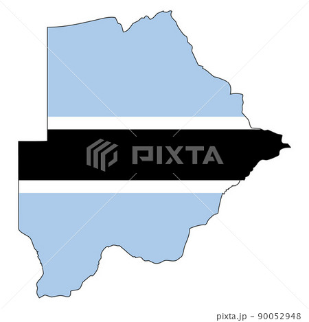 Botswana map with flag - outline of a state with a national flag