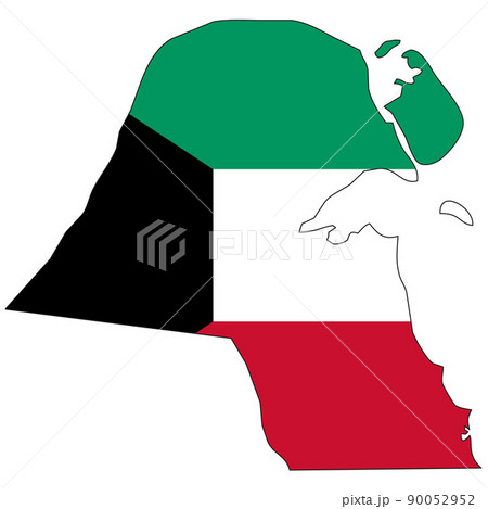 Kuwait map with flag - outline of a state with a national flag