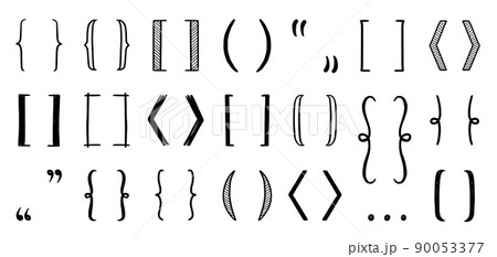 Hand drawn bracket, parenthesis element. Doodle sketch bracket 90053377