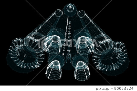 Abstract space rocket of the particles Abstract space rocket of the particles 90053524
