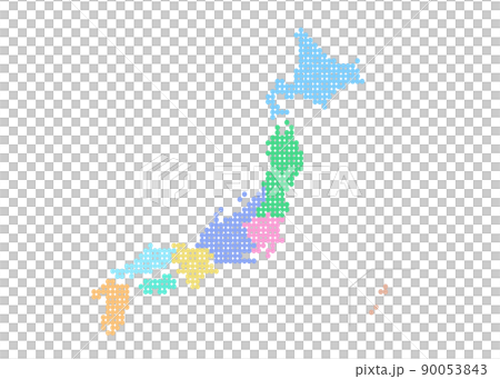 丸いドット絵　日本地図 90053843