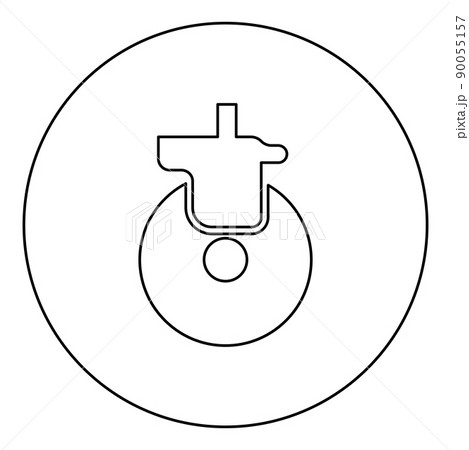 Wheel for furniture caster cart icon in circle round black color vector illustration image outline contour line thin style 90055157