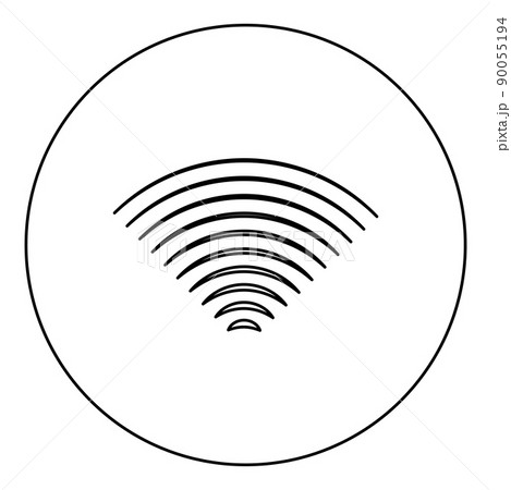 Radio wave wireless icon in circle round black color vector illustration image outline contour line thin style Radio wave wireless icon in circle round black color vector illustration image outline contour line thin style 90055194