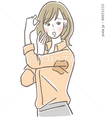 シャツの脇汗に気がつく女性 シャツの脇汗に気がつく女性 90055233