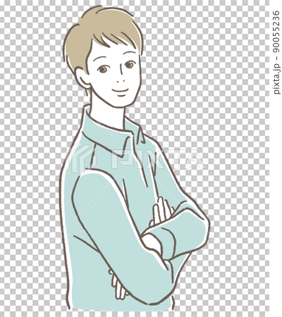 A man laughing with her arms folded A man laughing with her arms folded 90055236