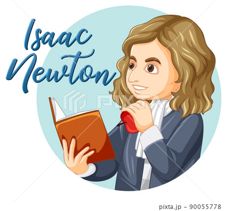 Portrait of Isaac Newton in cartoon style 90055778