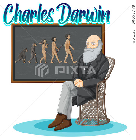 Portrait of Charles Darwin in cartoon style 90055779