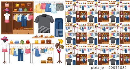 Seamless background design with cloth theme on white background 90055882