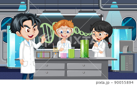 Science laboratory for chemical experiments with scientist Science laboratory for chemical experiments with scientist 90055894
