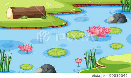 Nature scene with water lily in the pond 90056045