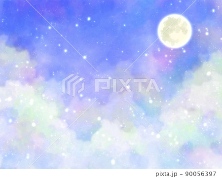 満月と星空の背景素材 90056397