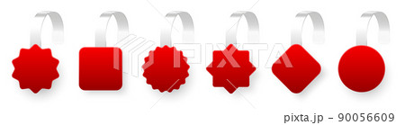 Blank supermarket promotional wobblers isolated on white background. Realistic wobbler template for shelf advertising. Sale or discount label. Special offer price tag. Vector illustration. 90056609