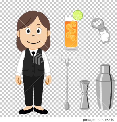 Bartender female illustration 90056810