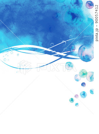 シャボンと水流 水彩イラストのイラスト素材